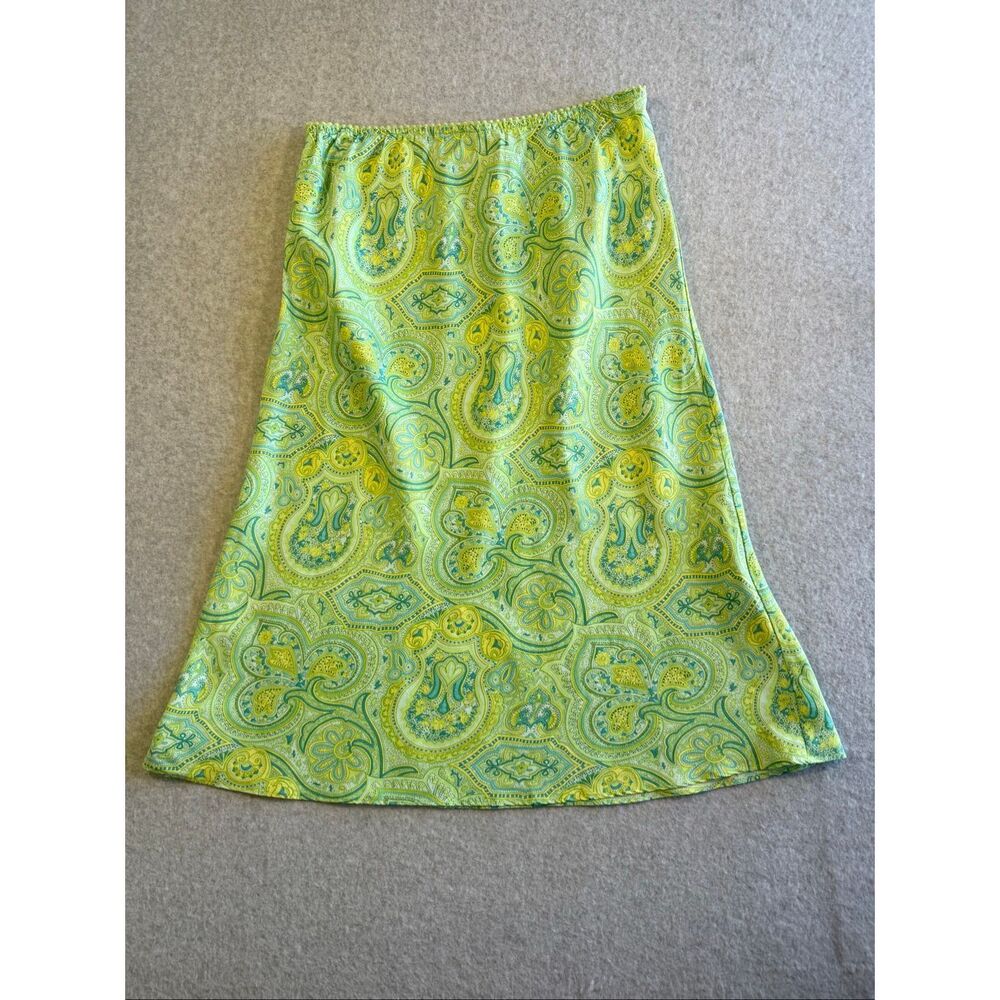 VTG NY&CO 90’s boho green silk paisley fairycore midi skirt